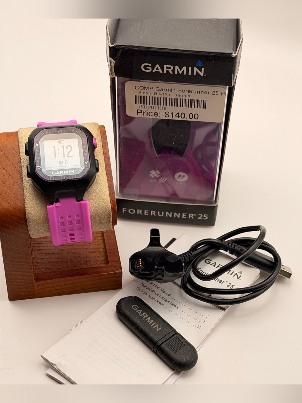 Garmin Forerunner 25 Small, Full set, Charger included, manuals, new band